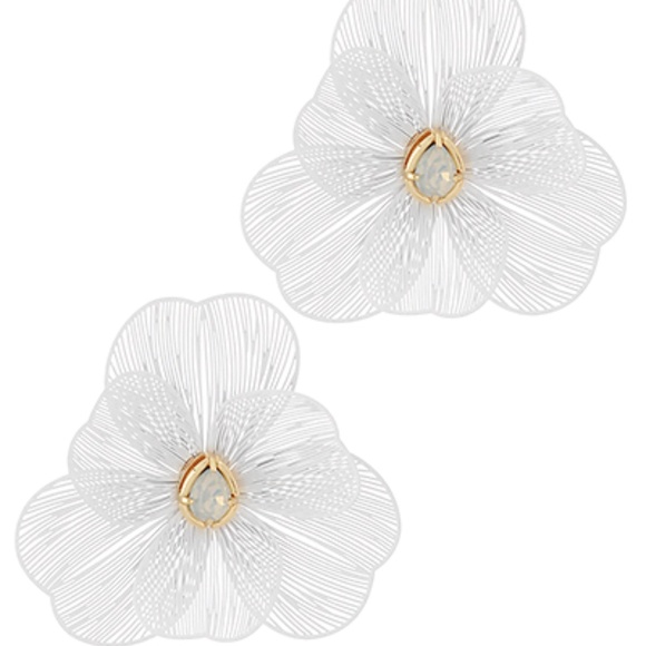 Color Coated Filigree Flower Teardrop Earrings - Picture 2 of 3